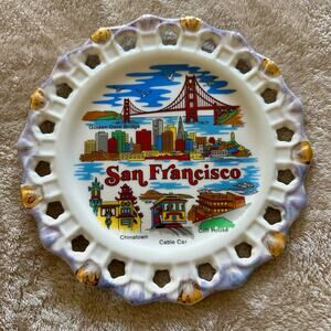 Vintage San Francisco Souvenir Decorative Plate Golden Gate Chinatown